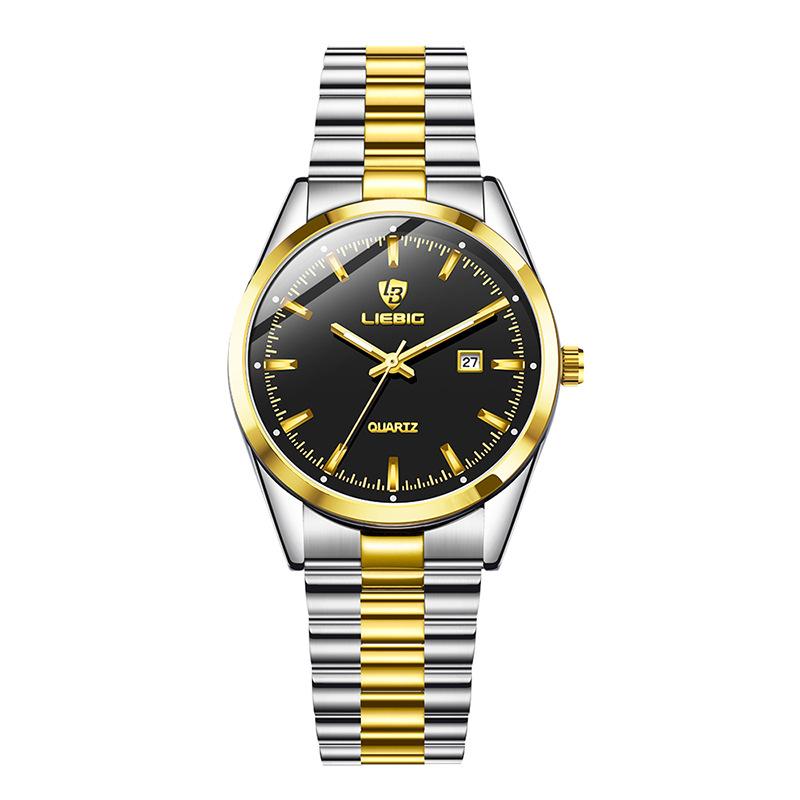 Leibinji LIEBIG Новые мужские часы с календарем и стальным ремешком Водонепроницаемые кварцевые часы Парные часы