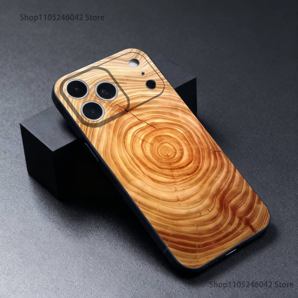 Чехол для телефона из натурального дерева для iPhone 17,16,15,14,13,12,11,Pro,XS,Max,XR,Plus,E,SE4,Mini Черный Мягкий Чехол