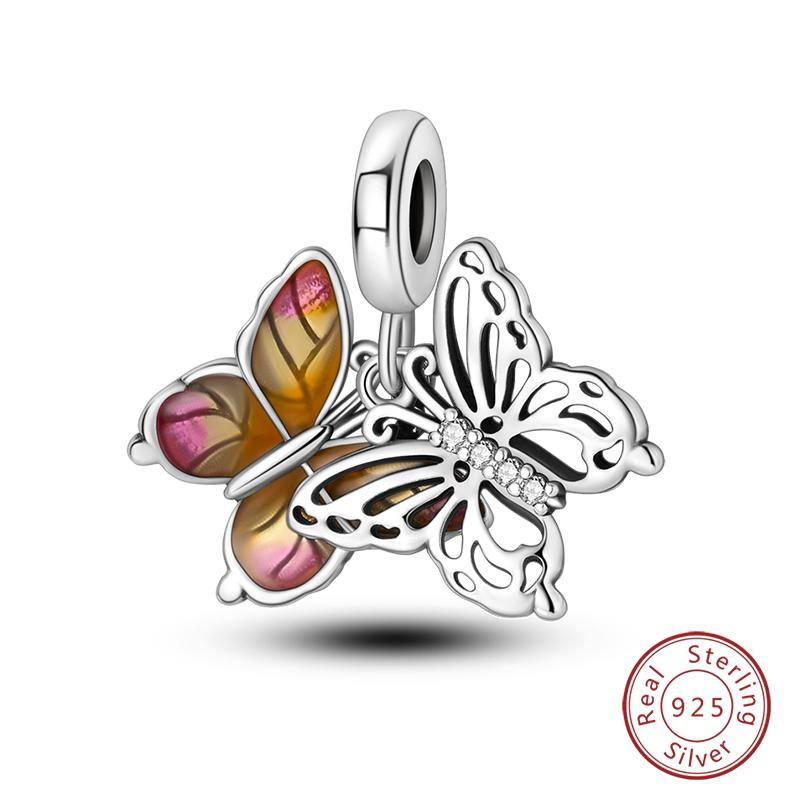 100% 925 Silver Exquisite Cubic Zircon Butterfly Bee Ladybug Charms Bead Fit Qikaola Original Bracelet Fine DIY Jewelry