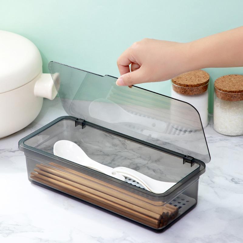 Chopsticks Storage Box Holder With Drainage Partition Household Kitchen Chopsticks Spoon Cutlery Storage Case