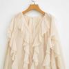 1116 Spring New European and American Women's Shirt Temperament Laminated Decorative Fashion V-Neck Long Sleeve Shirt Women's 1786161
