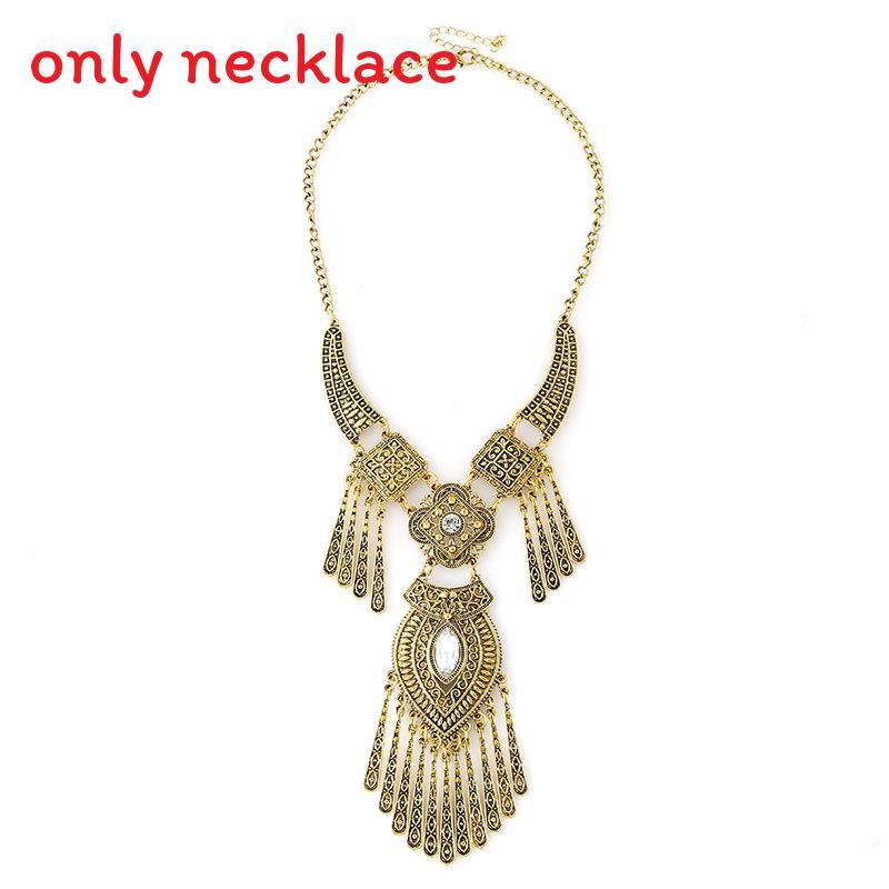 Style Simulation Ethnic Gemstone Decoration Women Necklace With Design Tassel