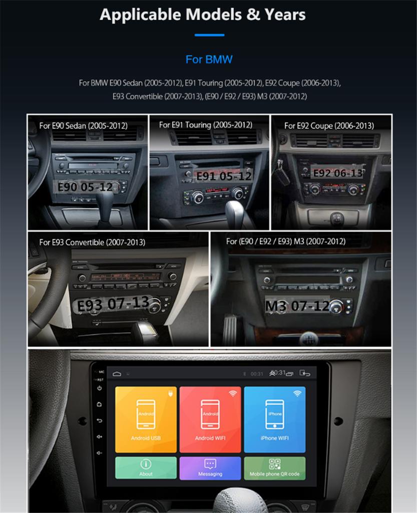 Головное устройство на Android 9.1 для BMW 3 серии E90/E92/E93