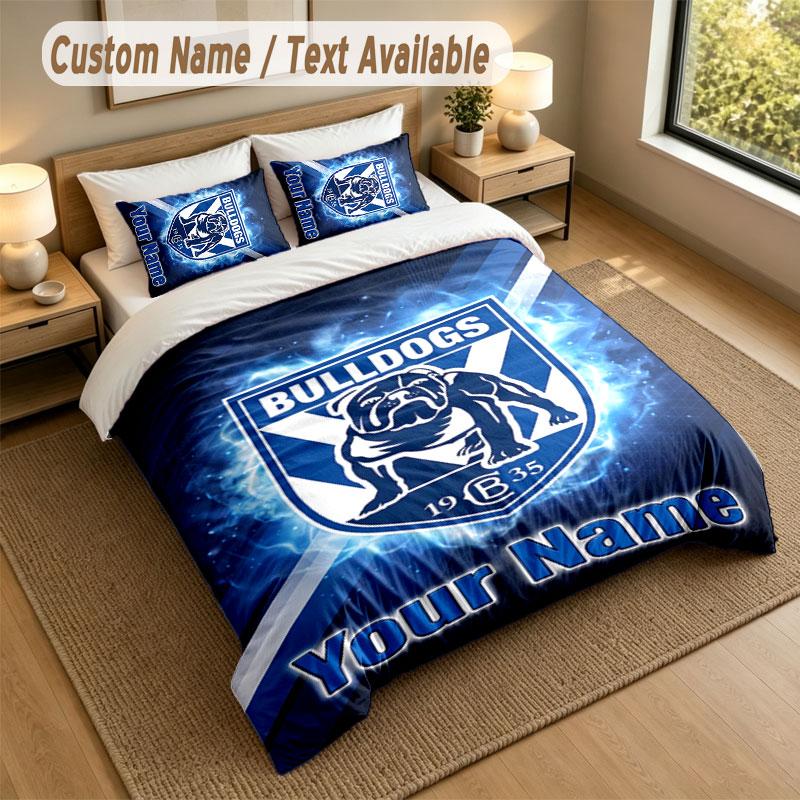 Bedding Set 1 Duvet Cover 2 Pillowcases Canterbury-Bankstown Bulldogs Print Soft Bed Linen Bedroom Decor
