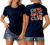 Summer new Womens round neck cool aunts club front and back printed Tshirt loose casual shortsleeved top with a stylish pullo