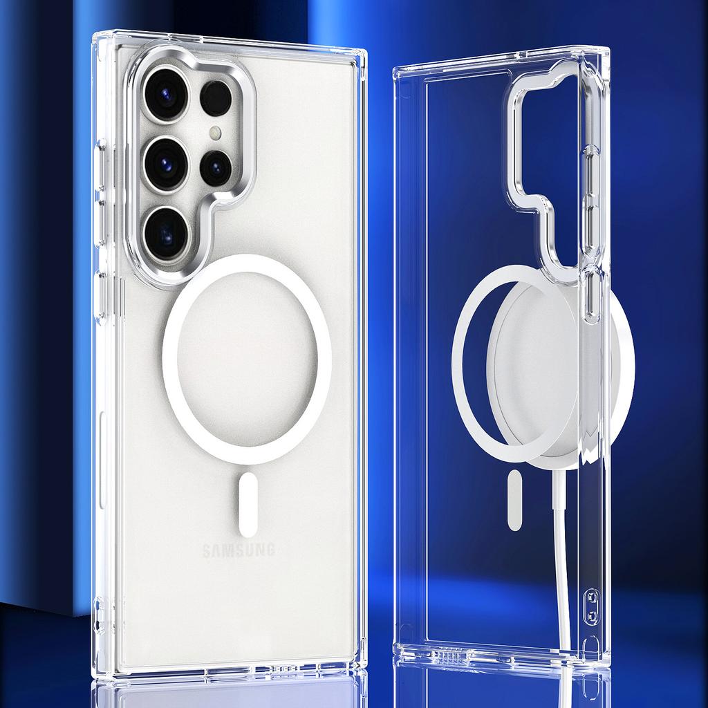 Подходит для Samsung S26Ultra яркий магнитный чехол для мобильного телефона S25Ultra прозрачный S24Ultra противоударный защитный чехол