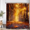 Autumn Landscape Shower Curtain Maple Forest Waterfall Landscape Tree Bathroom Decoration Polyester Bathtub Curtain