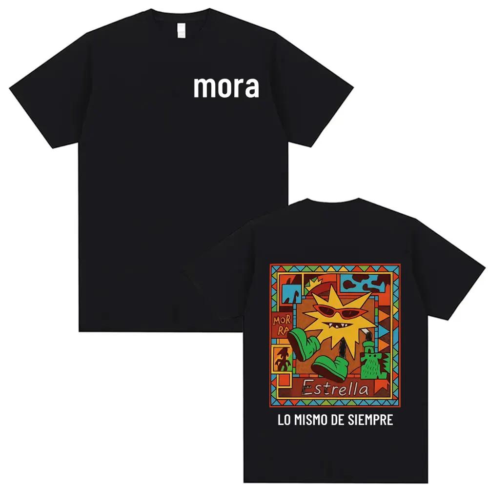 Rapper Mora Lo Mismo De Siempre 2025 Tour Tshirts Men Women Clothing Vintage Street Hip Hop T Shirt Casual High Quality Tshirt