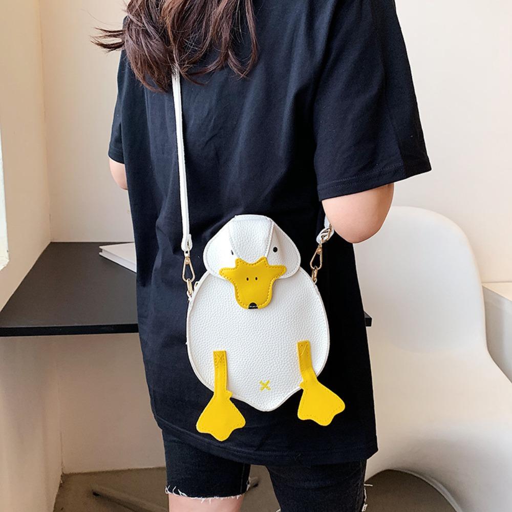 Contrast Color Cartoon Duck Bag PU Leather Crossbody Bag Fashion Duck Shape Bag  Girls