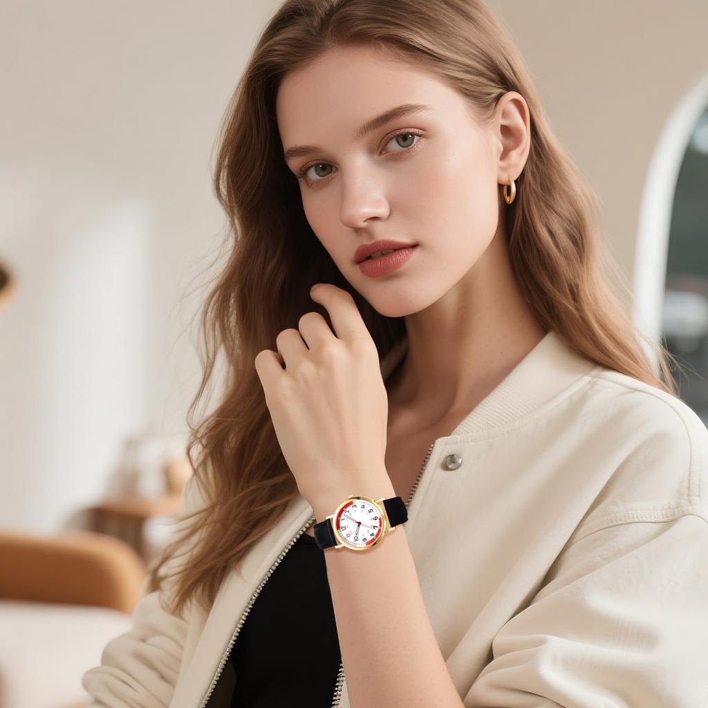 Waterproof Quartz Watch with Genuine Leather Watch with an Analog Arabic and a Lovely A Perfect Gift for Her On or Any Women's Strap Business-grade