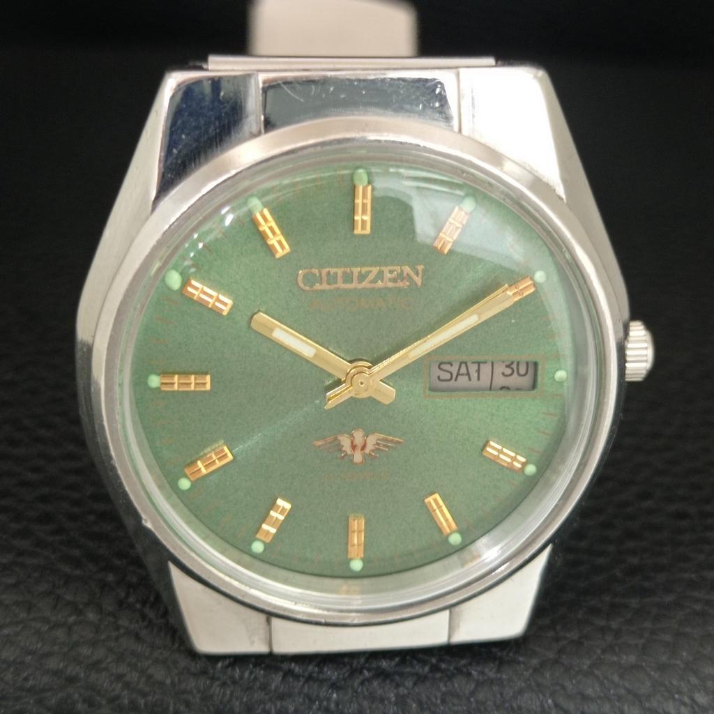 ОРИГИНАЛЬНЫЕ ВИНТАЖНЫЕ АВТОМАТИЧЕСКИЕ ЧАСЫ CITIZEN 8200 ЯПОНИЯ МУЖСКИЕ ЗЕЛЕНЫЙ ЦИФЕРБЛАТ a709330-1
