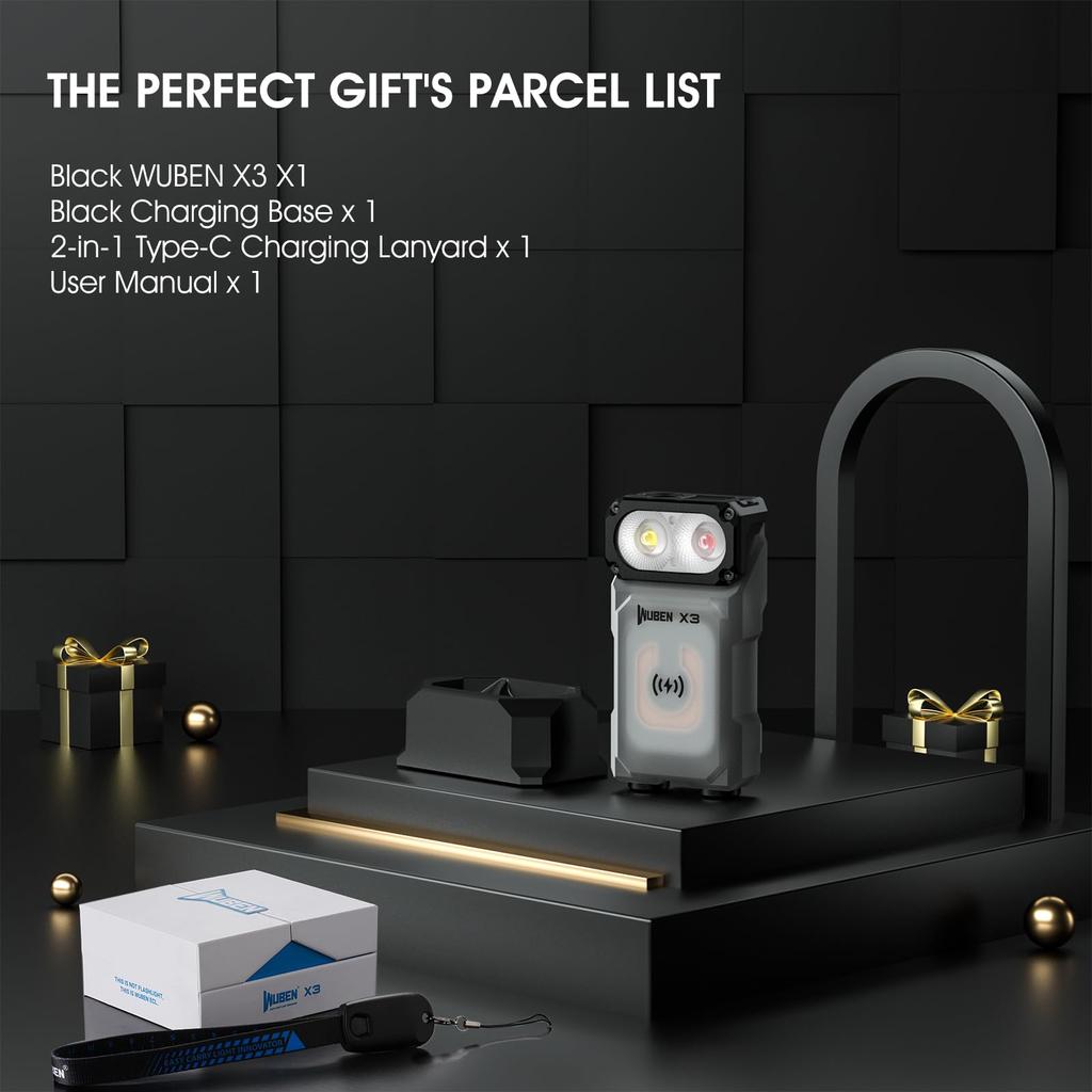 WUBEN X3 Мини аккумуляторный фонарик с зарядной базой 180 градусов EDC брелок фонарик Twist IP65 водонепроницаемый магнит карманный фонарик 10 режимов