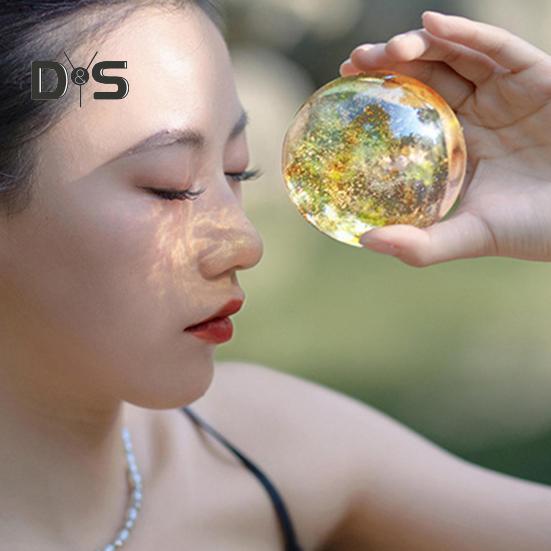 Faux Crystal Glass Balls USB Powered LED Chakra Ball with Wooden Base Ice Cracked Spheres Night Light for Meditation Home Table Decor