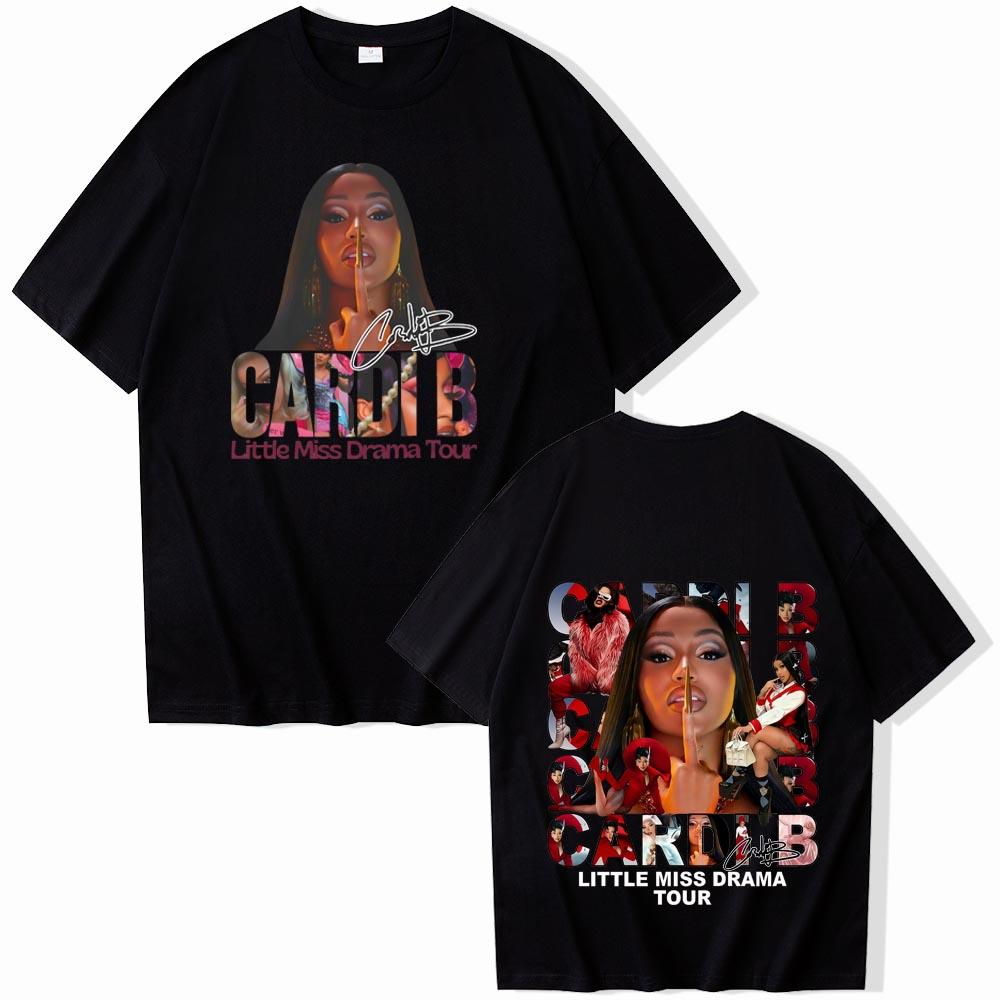 Cardi Bs Missy Drama Tour Concert Wear Printed Tshirts Unisexs and Womens Styles Casual Comfortable Tops Streetwear