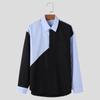 INCERUN Men Turn Down Collar Long Sleeve Buttons Tops Casual Striped Patchwork Shirts