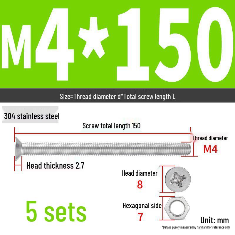 Набор Extra Long Phillips Flat Head Винтов и Гаек из Нержавеющей Стали 304 (2М, 3М, 4М)