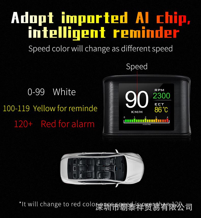 P10 Умный HUD Автомобильный дисплей: HD OBD Портативный ЖК-дисплей Бортовой компьютер