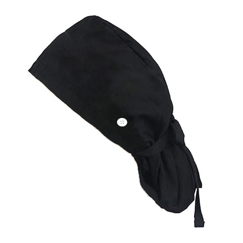 Однотонная напечатанная шапочка медсестры, регулируемая, моющаяся, рабочая шапочка, женская шапочка с хвостиком