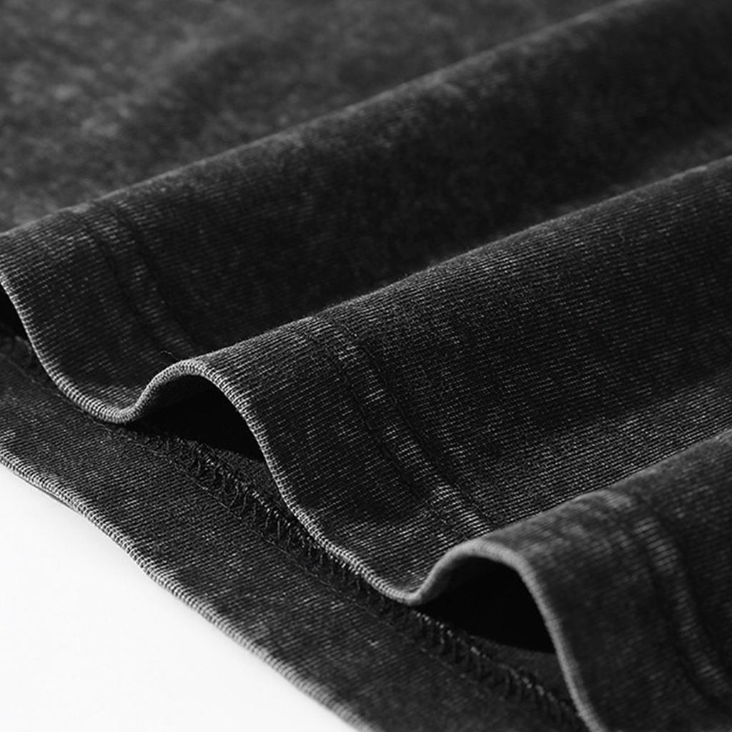 Men's Summer Retro Washed Round Neck Distressed Top Loose Short-sleeved T-shirt