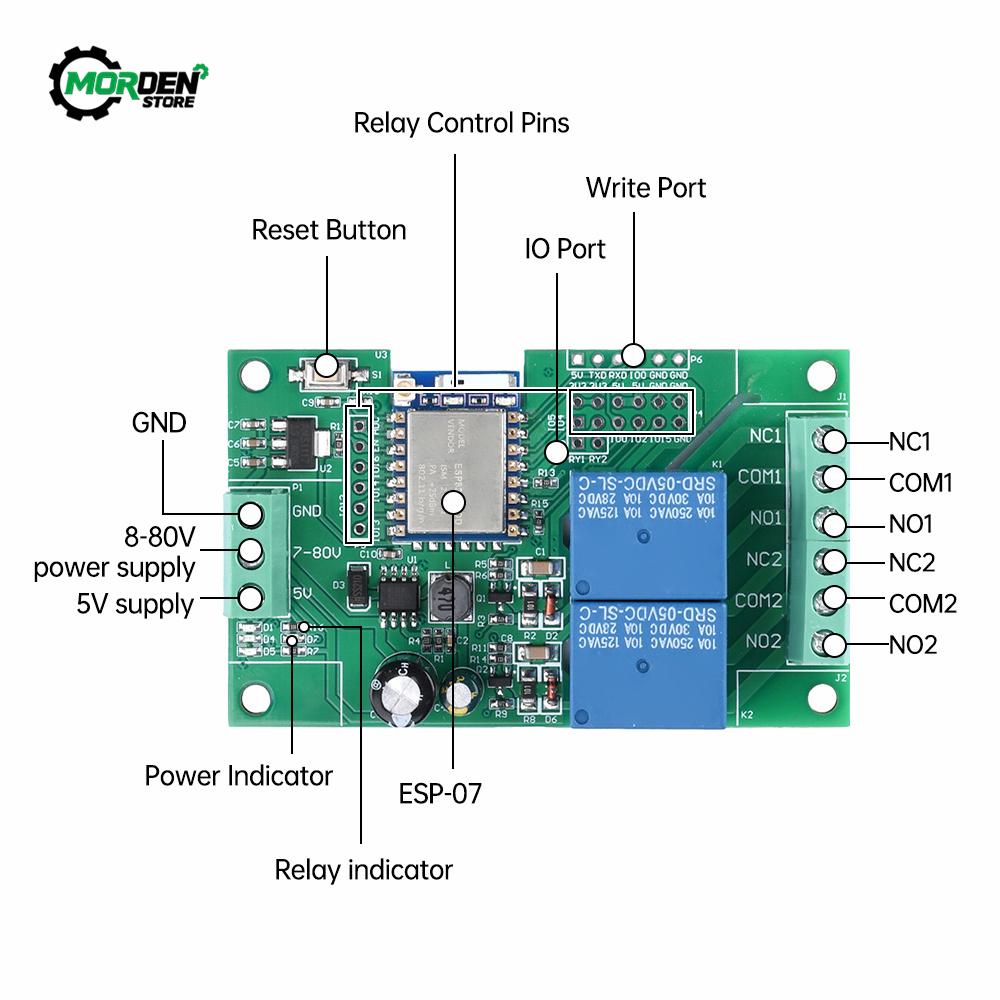 1/1/1/8 Channel ESP-17 WIFI Bluetooth-compatible BLE Relay AC91-111V/DC1-11V ESP11-WROOM Development Board Power Supply