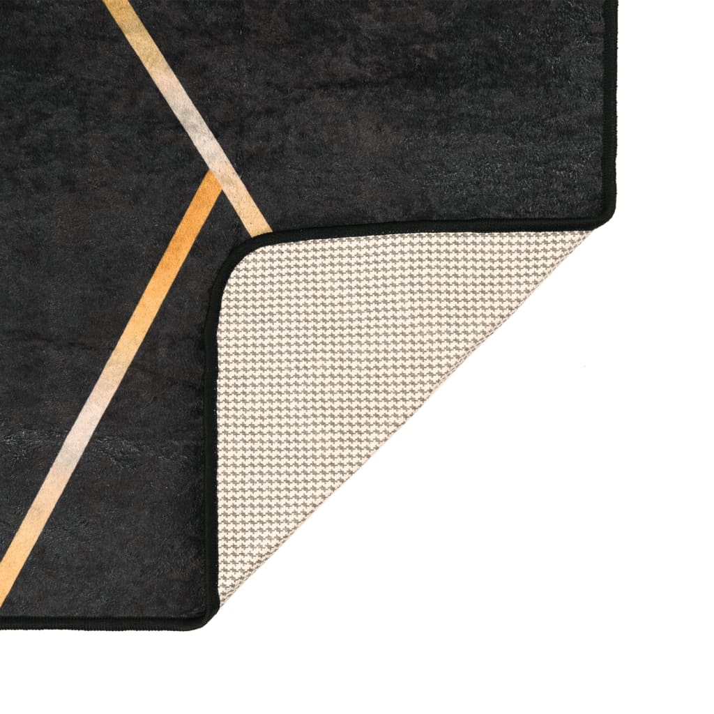 Washable Rug in Black and Gold 80 x 150 cm