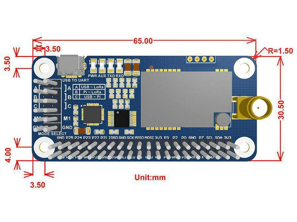 Raspberry Pi SX1262 LoRa 868 МГц Плата расширения для беспроводной связи на большие расстояния