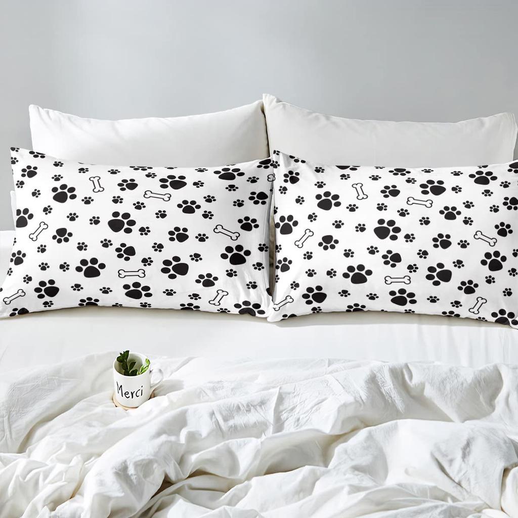Dog Footprint Pattern Sheet Three-Piece Digital Printed Sheet Bedding Set Adult Children