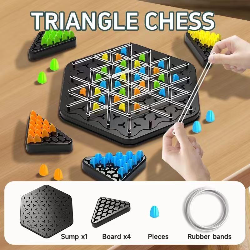 Chain Triangle Chess Triggle Elastic Band Game Educational Desktop Chain Chess Logic Geometry Puzzle Interactive Toy for Kid