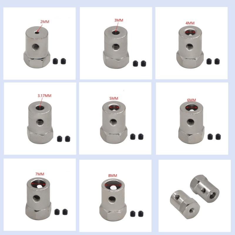 Hexagon Rigid Tire Connector Iron Coupling 2/3/3.17/4/5/6/7/8mm Silver Spindle Hex Adapter for RC Cars Connecting Parts