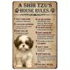 Забавный металлический жестяной знак «Правила дома ши-тцу» Настенный декор