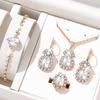 5 Piece Set For Women Personalized Fashion Minimalist And High-end Water Droplet Diamond Necklace Earrings Ring Bracelet Set
