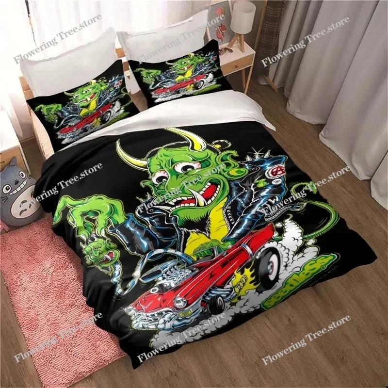 R-Rat Fink Логотип Мультяшный Лист Пододеяльники Постельное белье Постельное белье для общежития Комплект постельного белья Мягкий теплый комплект постельного белья
