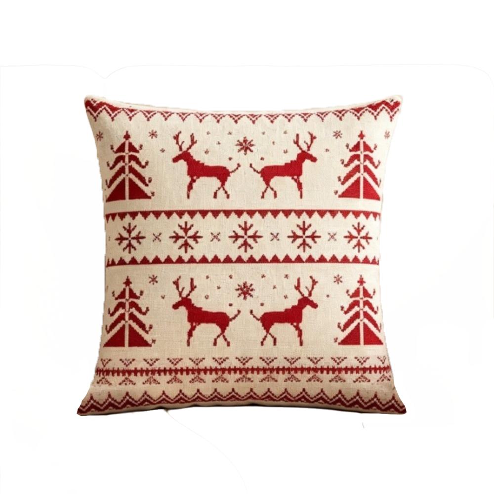2D Printed Throw Cushion Case Deer Xmas Tree Pillowslip Santa Pillow Cover Couch Decor