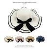 Small Fragrant Wind Wavy Edge Straw Hat Outdoor Large Brim Bow Sun Hat Women's Sun Protection Beach Hat