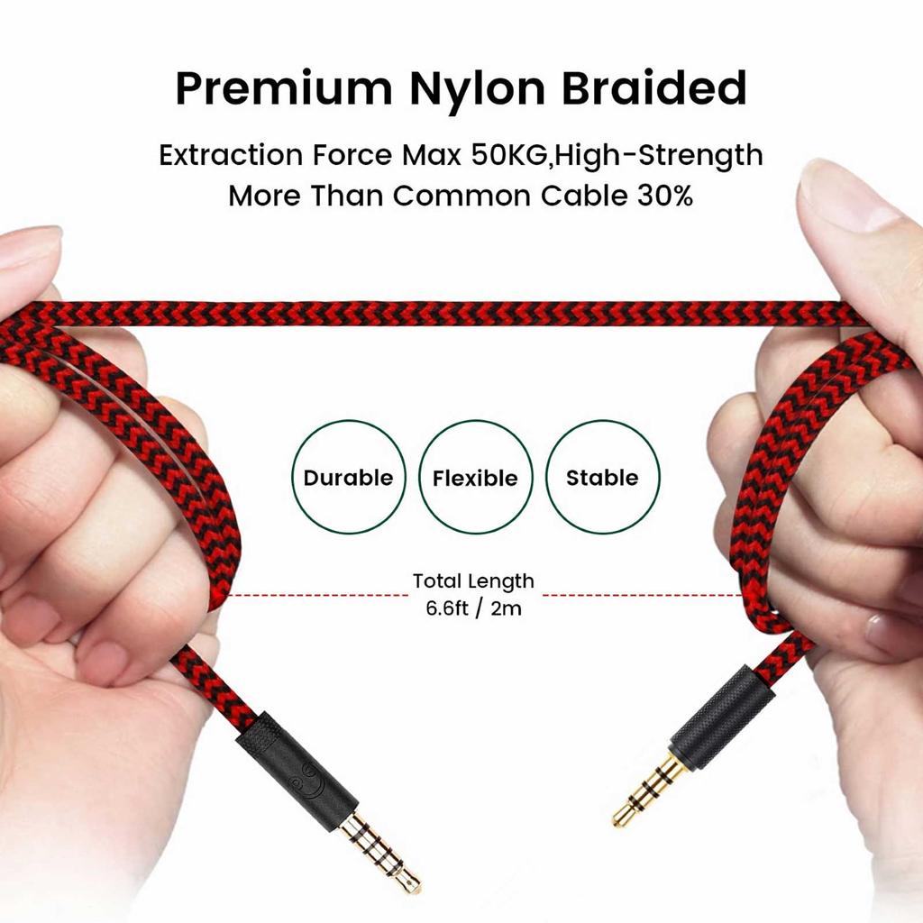 Braided 200cm Replacement Extension Cord Wire for GPRO X G233 G433 Headphone Cable with Inline Mute and Volume Control