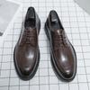 Men's Concise Oxford Checked Patent Leather Business Shoes Formal Dress Shoes Men Office Work Shoes Black Brown Plus Size 38-46