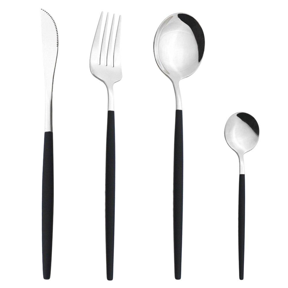 4Pcs Western Colorful Dinnerware Set Stainless Steel Cutlery Dinner Set Knife Fork Coffee Spoon Silverware Kitchen Tableware Set