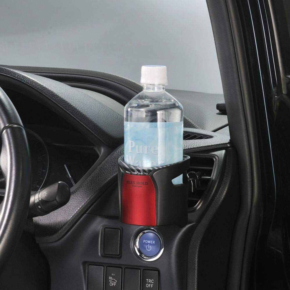 Автомобильный держатель для напитков Carmate Без дребезжания Бесшумная конструкция с откидной крышкой Подходит для тонких банок и пластиковых бутылок Тип крепления на вентиляционное отверстие Flex Hold Красный металлик