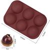 2 шт. 6 отверстий силиконовая форма для шоколада, торта, желе, пудинга, мыла ручной работы, форма для выпечки кексов, круглая форма, полусфера, антипригарная (коричневый)