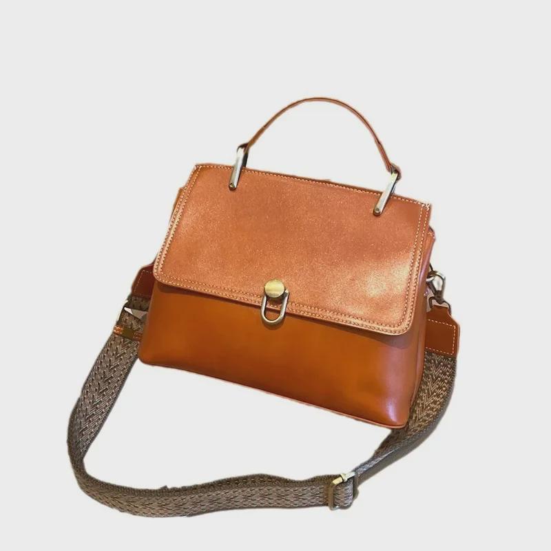 Стильная женская сумка через плечо из натуральной кожи большой вместимости – универсальная сумка-мессенджер