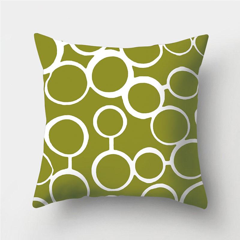 Green Geometric Pattern Throw Pillowcase Home Decor Square Wave Print Pillowcase Sofa Bed Decorative Pillowcase