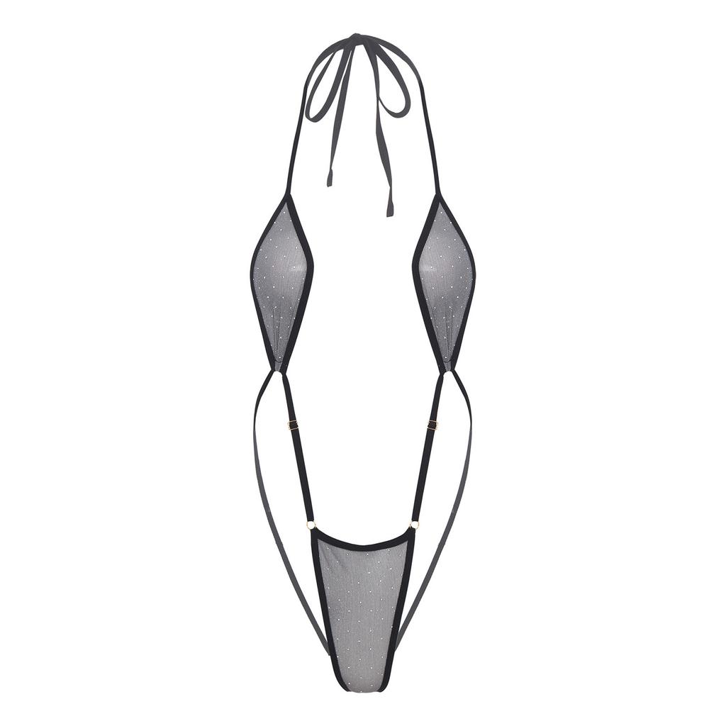 Womens Micro Bikini Halter Bodysuit T-back Monokini Swimwear Nightwear