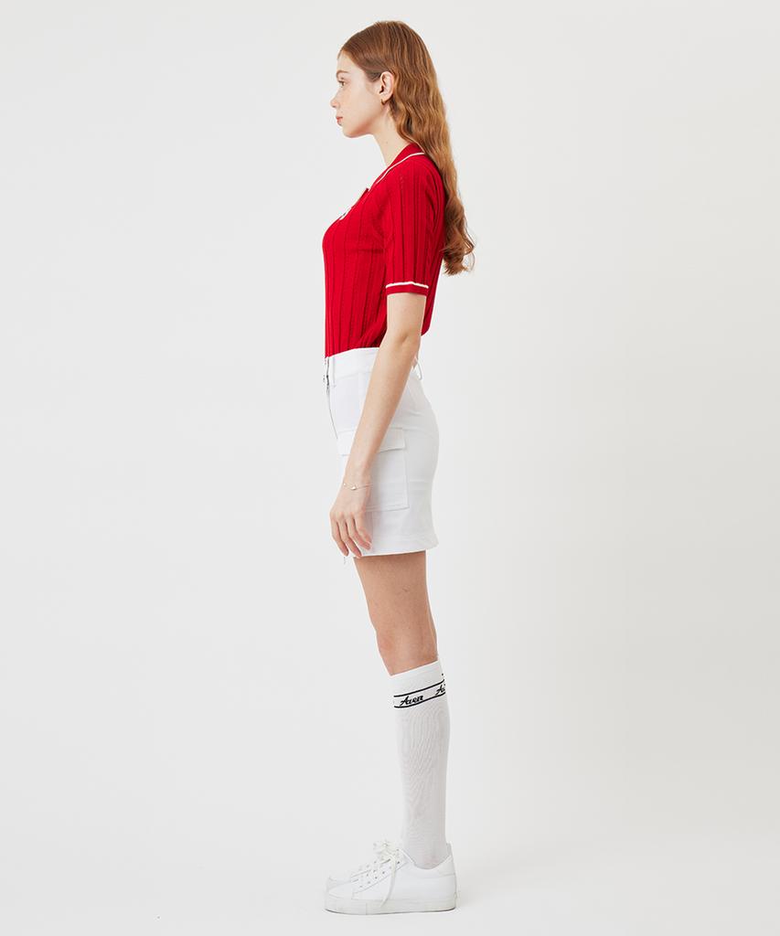 A Ben Short Slit Cargo Skirt White