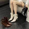 Женские короткие ботильоны на остром тонком каблуке, осень-зима 2025, новый французский нишевый дизайн, высокий каблук, тонкие эластичные ботинки-носки для женщин