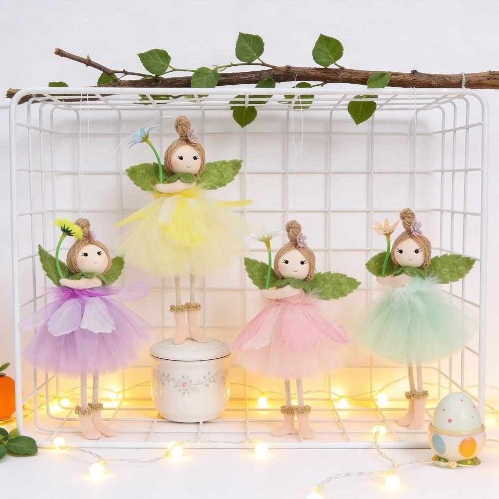 Party Supplies Long Legs Flower Fairy Ornaments Cute Mesh Easter Fairy Pendant Handmade with Flower Wing Girl Pendant Home Party