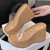Eilyken Summer PVC Transparent Solid Platform Wedges Woman Slippers Thick Bottom High Heels Party Shoes