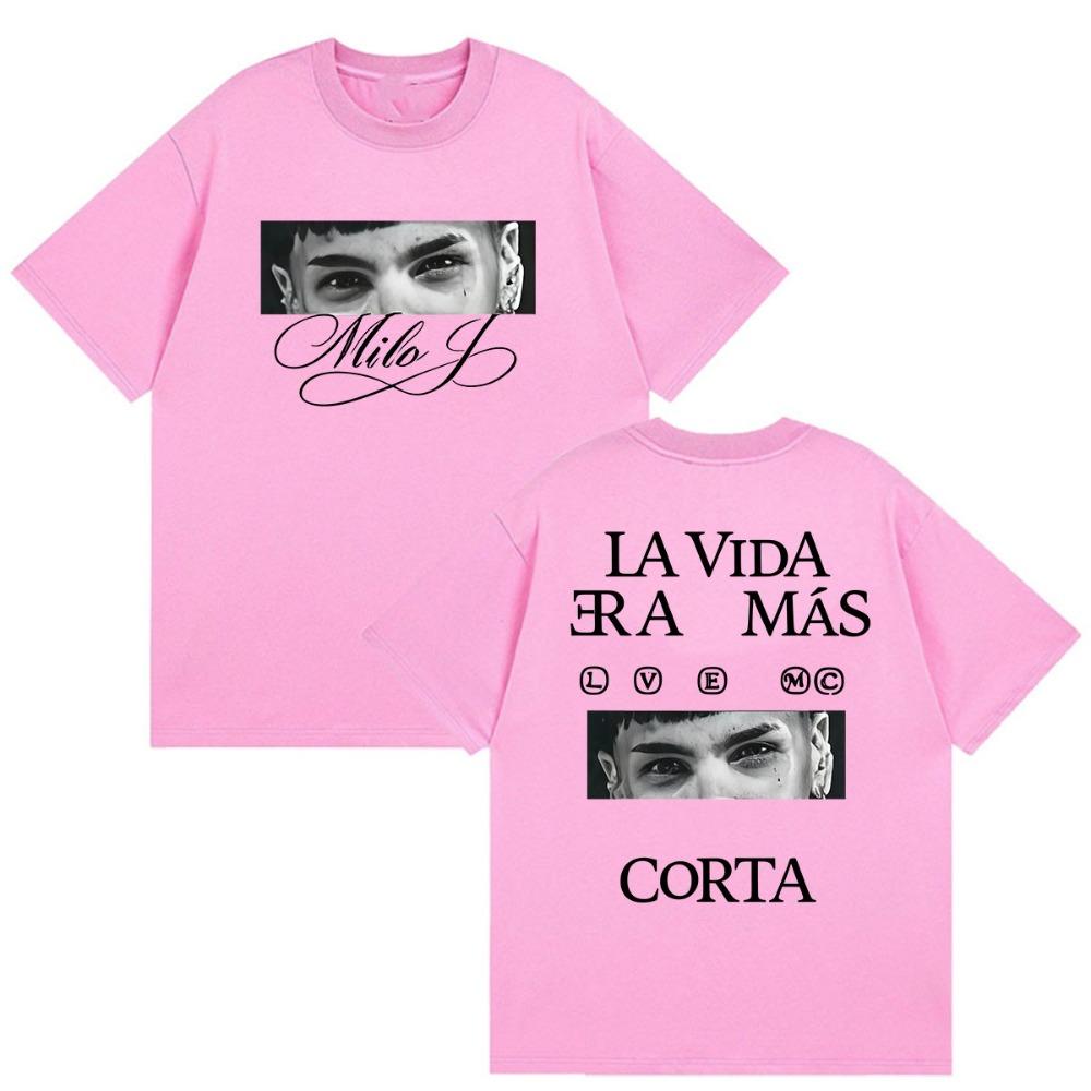 Rapper Milo J La Vida Era Mas Corta Album 2026 Graphic T Shirt Men's Vintage Fashion Cotton Short Sleeve T-shirts man streetwear