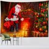 Рождественская елка камин гобелен настенный колдовство психоделический подарок носки новогодняя комната хиппи домашний декор
