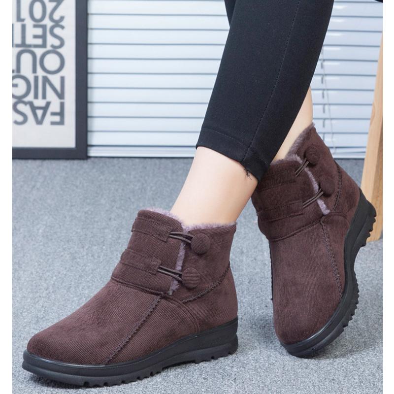 Модные женские зимние сапоги 2025 года, новые нескользящие теплые ботинки, повседневные плюшевые ботинки на платформе, женские высокие нескользящие хлопковые туфли