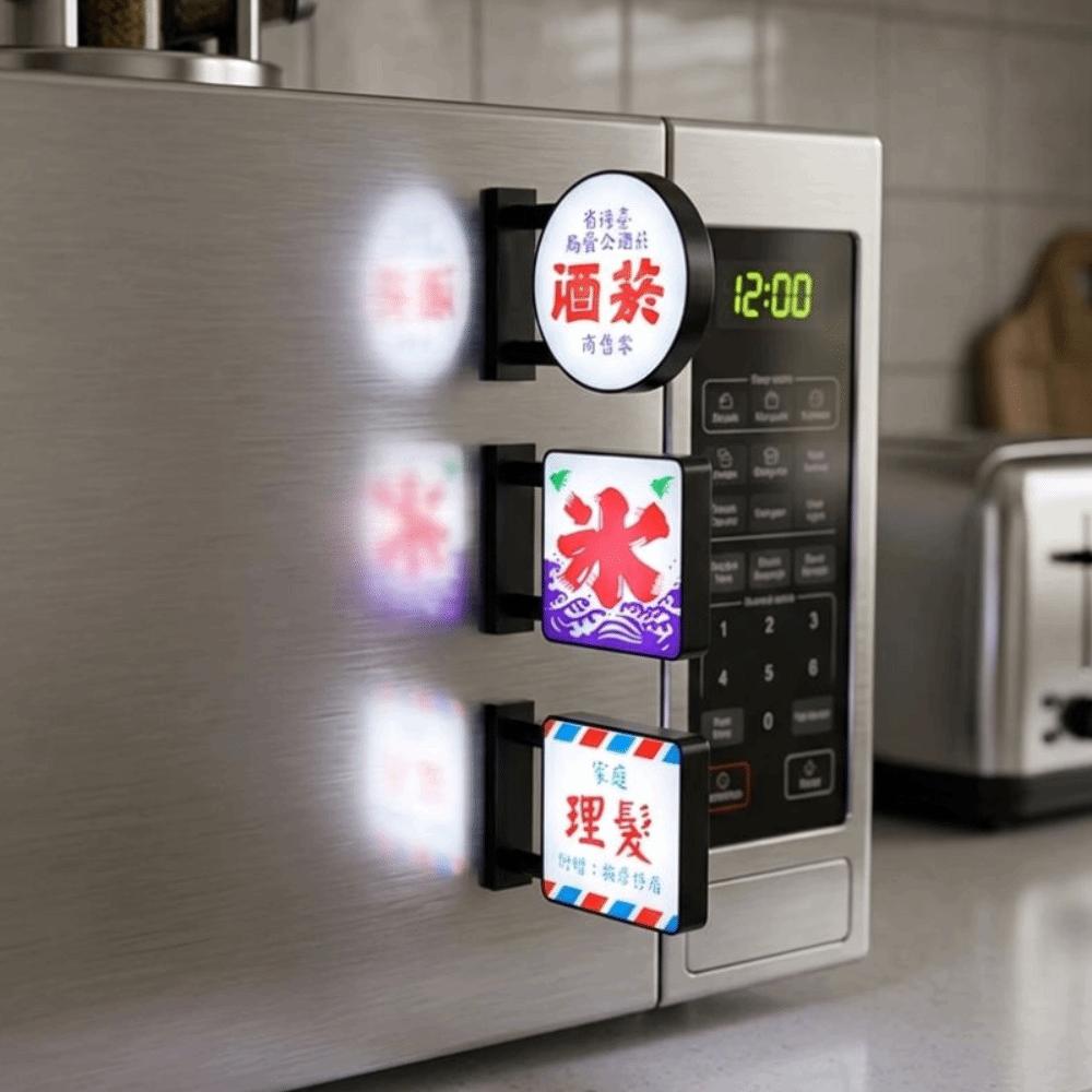 Mini Vintage Glowing Magnetic Advertising Sign LED Fridge Magnet Light Sign Store Signboard